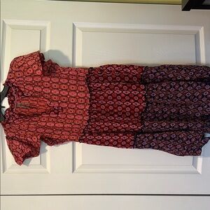 Anthropologie Red and Pink Midi Dress